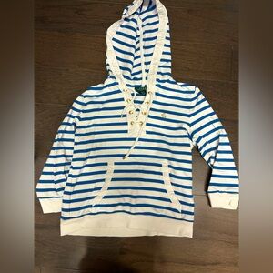 Ralph Lauren Blue and White Striped Hoodie